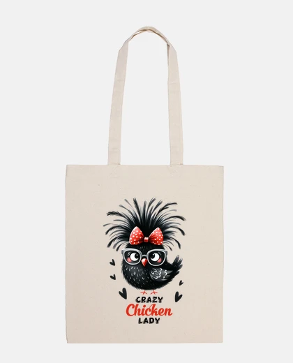 Bag black ornamental hen with glasses practical student handbag tote