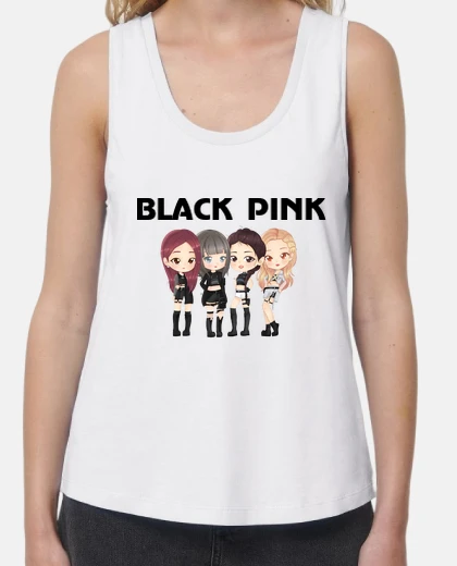 Camiseta BLACK PINK - Mujer, tirantes anchos &#38; Loose Fit