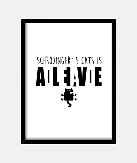 Framed black schr&ouml;dinger cat