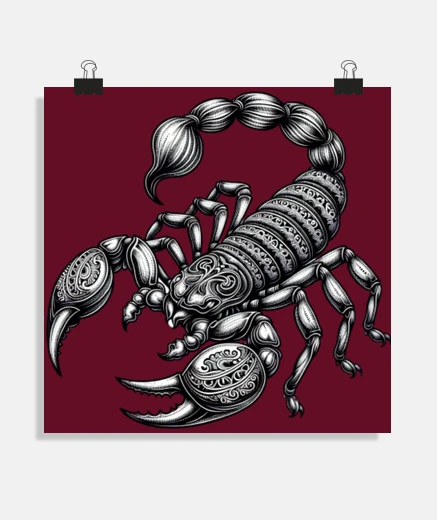 Poster black scorpion drawing zodiac sign poster decoration