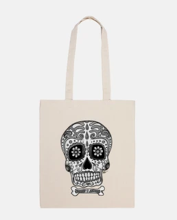 black and white mexican skull