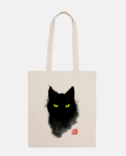 black cat watercolor - cat ink art