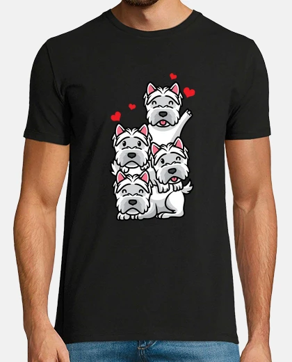 Camiseta blanco west highland terrier perros kaw