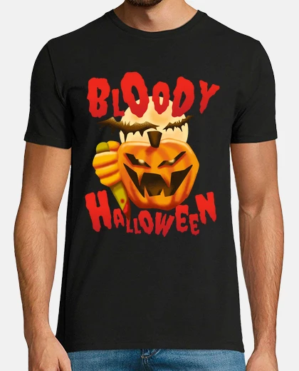 Camiseta Bloody Halloween Calabaza Jack O Lantern Sangriento