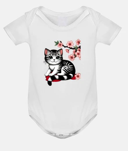 Kids Blossom Floral Kitten Lover Japanese
