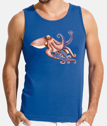 T-shirt blu polpo t-shirt da uomo