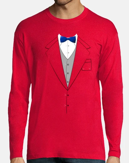 T-shirt blue bow tie suit