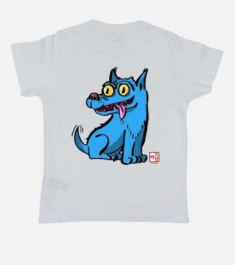 Kids blue dog front and back kids t-shirt