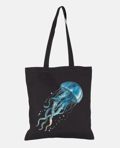 Bag blue jellyfish student bag books e-reader shopping tote