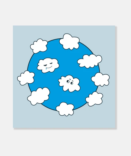Wall Blue Sky Happy Funny Clouds