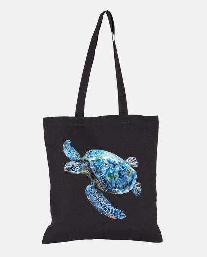 Bag blue turtle of the oceans galapagos handbag girl student oceanography tote