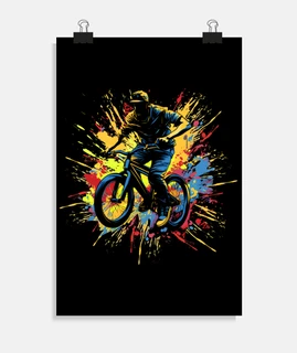 bmx mountain bike, splash art street , gita in bici da corsa per la decorazione di poster artistici