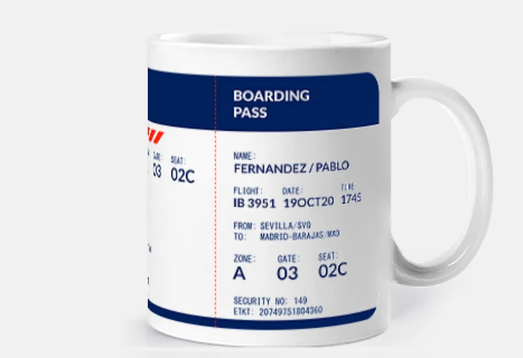 Mug Boarding pass - blue and red