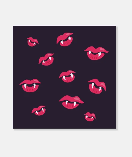 Stampa bocche rosa con denti da vampiro