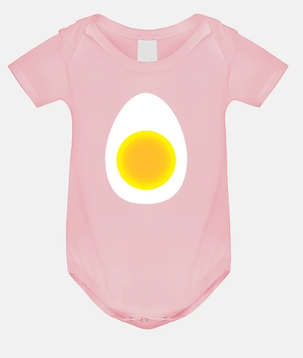 Ropa body de bebé con clara y yema de huevo cortado por la mitad