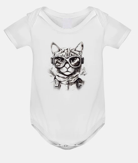 Abbigliamento body per bebè con gatto con occhiali e look da aviatore