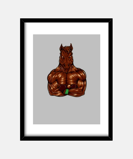 Framed Bodybuilder Horse Shows Muscles