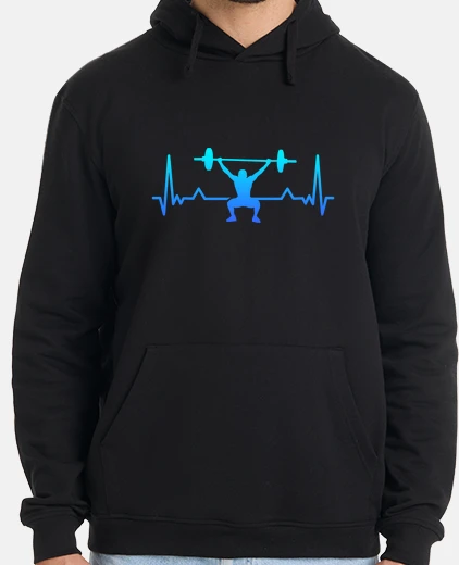 Hoodie bodybuilding heartbeat line funny dad
