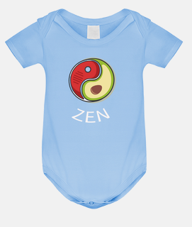 bodysuit, onesie, zen baby is against war and ying yang yoga deep meditation.