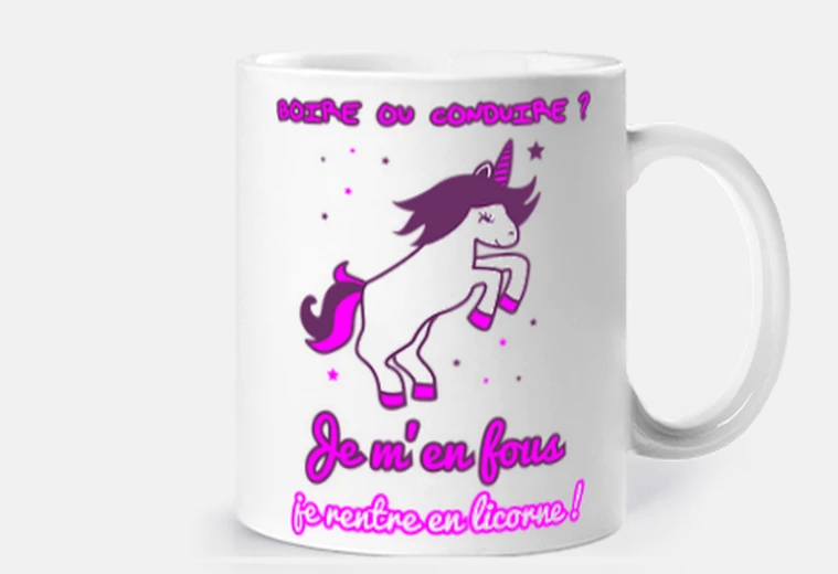Mug Boire ou conduire ? Je rentre en licorn