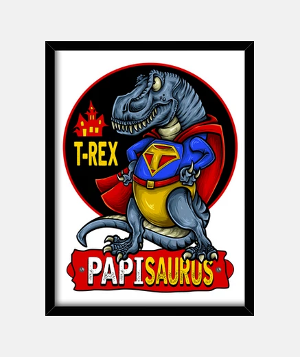 Cadre boîte de dinosaure super-héros humour cadeau père dinosaure héro t-rex papa
