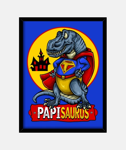 Cadre boîte de dinosaure super-héros humour cadeau père dinosaure héro t-rex papa