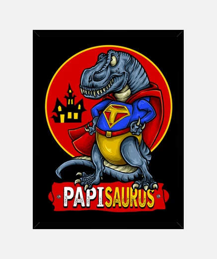 Cadre boîte de dinosaure super-héros humour cadeau père dinosaure héro t-rex papa