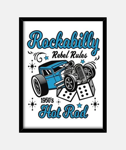 Cadre boîte rétro rockabilly musique hotrod des années 1950 USA rock and roll voitures américaines