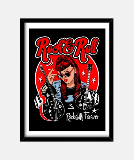 Cadre boîte rock pin up fille rockabilly musique rockers vintage rock and roll