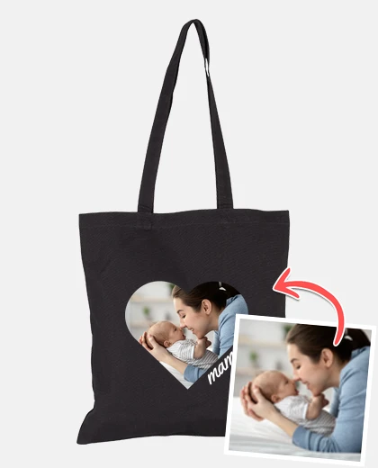 bolsa corazón mamá con foto personalizable