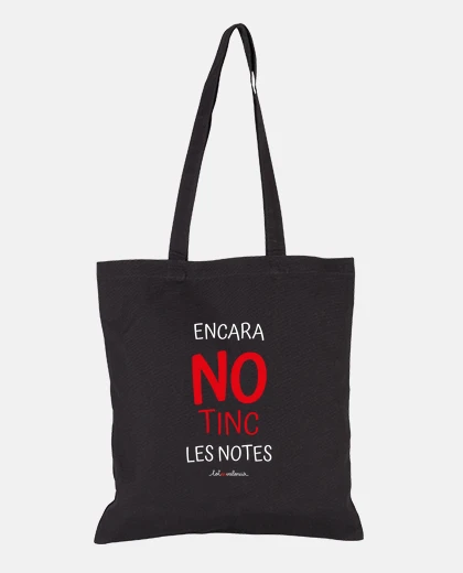 Bolsa Bolsa de tela para profes - Aún no tengo las notas - En valenciano, negra
