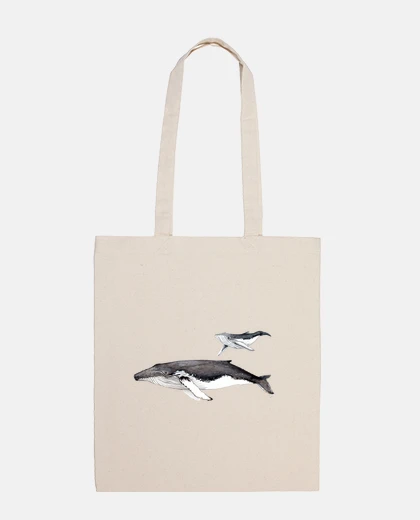 Bolsa Bolsa tela Ballena jorobada con cría