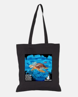 Bolsa de tela, color negro fabricada con materiales reciclados