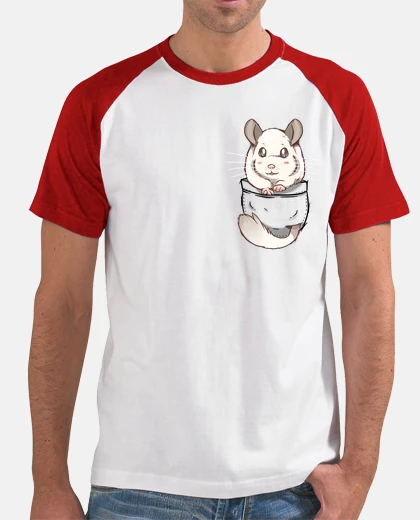 Camiseta bolsillo chinchilla blanca linda - beisbol para hombre