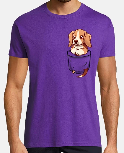 Camiseta bolsillo lindo beagle - camisa de hombre