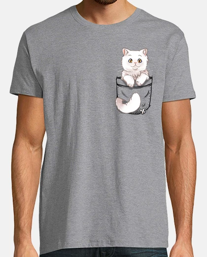 Playera bolsillo lindo gato persa - camisa para hombre