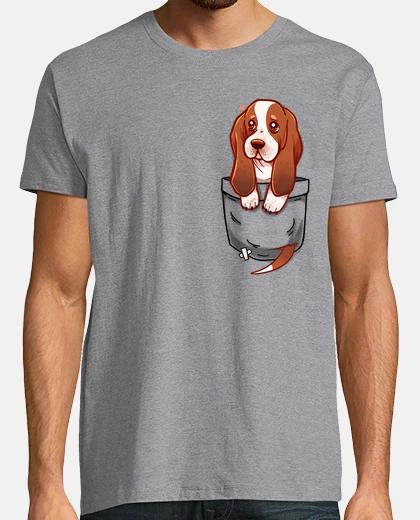 Camiseta bolsillo perrito lindo basset hound - camisa de hombre