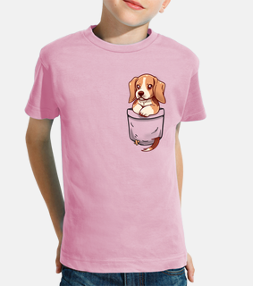 bolsillo lindo beagle - camisa de niños