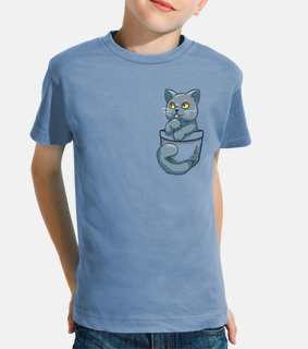 bolsillo lindo británico gato de pelo corto - camisa de niños