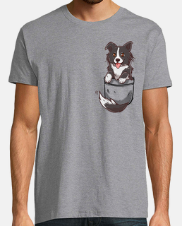 bolsillo lindo perro border collie - camisa para hombre