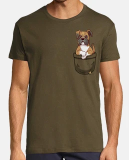 bolsillo perrito boxeador lindo - camisa de hombre