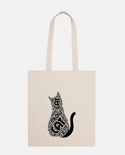 Bolsa bolso de mano gato dibujado con la palabra gato, arena