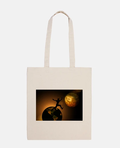 Bolsa bolso de mano hombre niño saltando en la luna