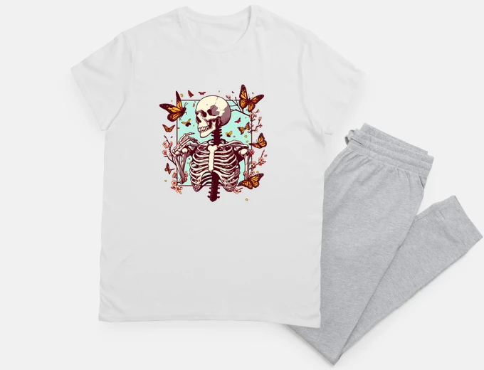 Pyjama Bones flowers and butterflies