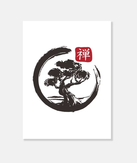 Stampa bonsai zen enso circle giapponese