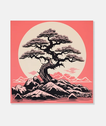 Wall bonzai vintage japan mountain asia