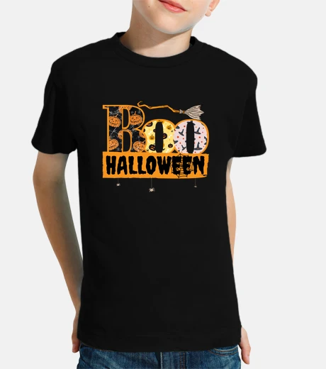 Children's boo halloween orange broom