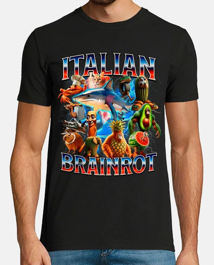 T-shirt boo tleg col age brain marciume italian