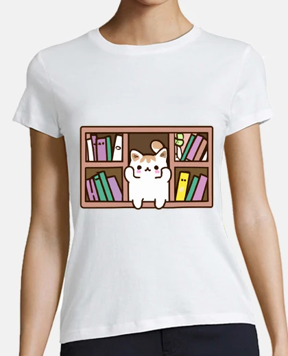 Playera bookish cat aesthetic - cat on a booksh
