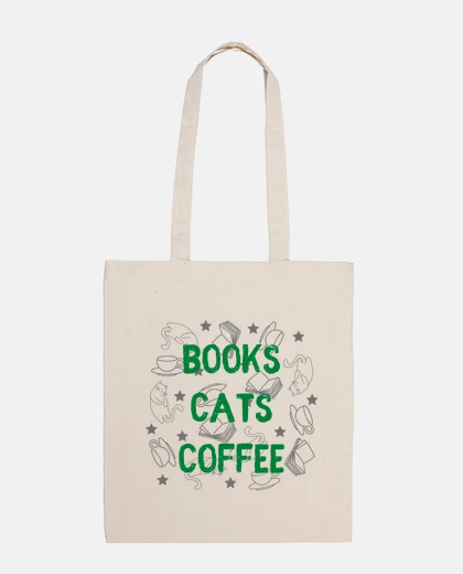 Bolsa Books, cats, coffee - tote